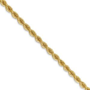 3mm, 14k Yellow Gold, Handmade Solid Rope Chain Necklace, 28 Inch